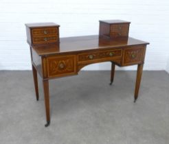 Edwardian mahogany & inlaid dressing table, 123 x 95 x 61cm.
