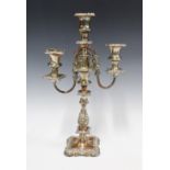 Silver plate on copper candelabra, 41cm