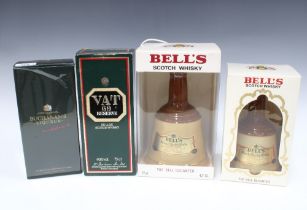 Bell's Blended Scotch Whisky in a bell decanter, 75cl and 50cl, together with VAT 69 Reserve