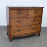 Georgian mahogany chest, the rectangular top over two short and two long drawers, 94 x 88 x 45cm.