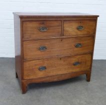 Georgian mahogany chest, the rectangular top over two short and two long drawers, 94 x 88 x 45cm.