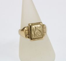 Gents 9ct gold signet ring, Birmingham 1978