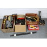 A collection of vintage Tri-ang & Hornby train track, carriages and station accessories, etc (a lot)