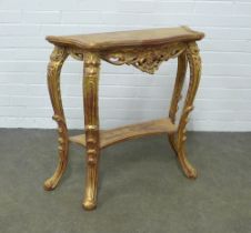 Rococo style giltwood consol table, 76 x 75 x 29cm.