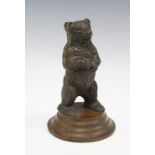 Bronze bear, standing on its hind legs on a stepped base, 18cm