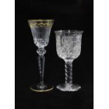 Two faceted wine glasses, taller 22cm (2)