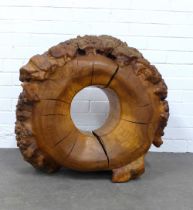 'Dreams of Being The Wheel' hedgehog carved burr wood, singed with a monogram and dated 2003, 75 x