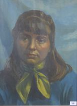 Scottish School oil on board of a young woman, circa early 20th century, apparently unsigned, framed