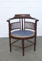 Mahogany corner chair, 58 x 71 x 43cm.