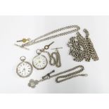 Victorian silver cased lady's fob watch, Birmingham 1887 together with another with continental