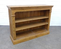 Pine open bookcase, 119 x 90 x 35cm.