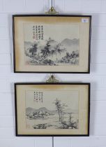 Two 19th century Chinese woodblock prints, framed under glass, 31 x 24cm (2)