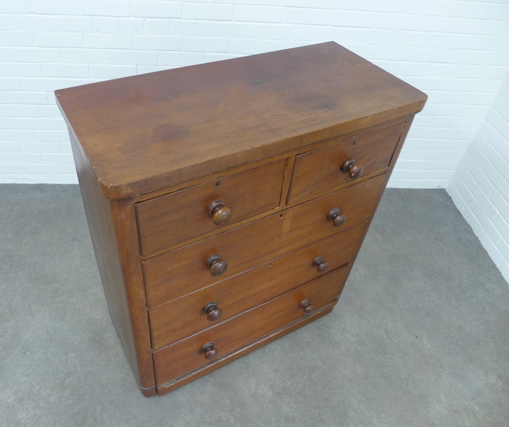 Victorian mahogany chest with two short and three long drawers, on plinth base with bun handles, , - Image 2 of 3