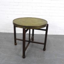 Brass topped Benares style table, 63 x 56cm.