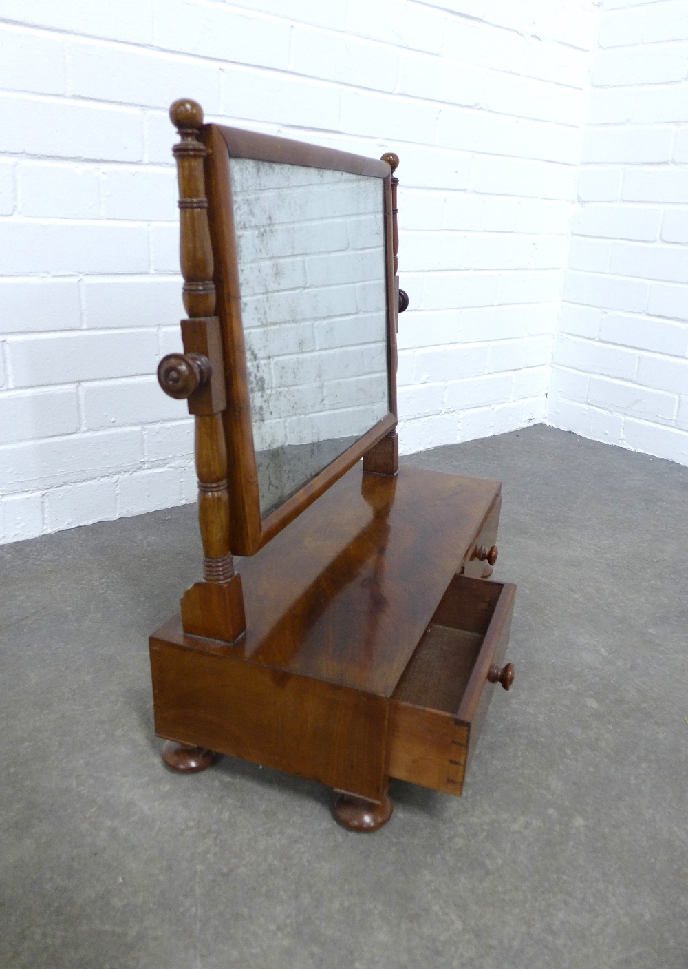 19th century mahogany dressing table mirror, with distressed glass plate 54 x 57 x 22cm. - Image 2 of 2