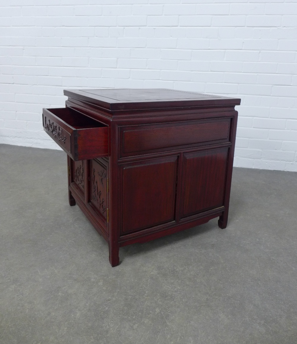 A chinoiserie hardwood bedside cabinet, 57 x 59cm. - Image 2 of 2