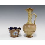 Doulton Lambeth Art Nouveau pottery bowl and a Royal Doulton stoneware ewer, model 7406, 24cm, (2)