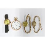 Early 20th century lady's 9ct gold Rotary wristwatch on a 9ct gold bracelet strap, a 9ct gold