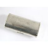 Vintage silver cigarette case with integrated vesta by Kigu Ltd, London 1962, of barrell form and