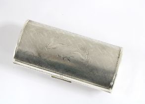 Vintage silver cigarette case with integrated vesta by Kigu Ltd, London 1962, of barrell form and