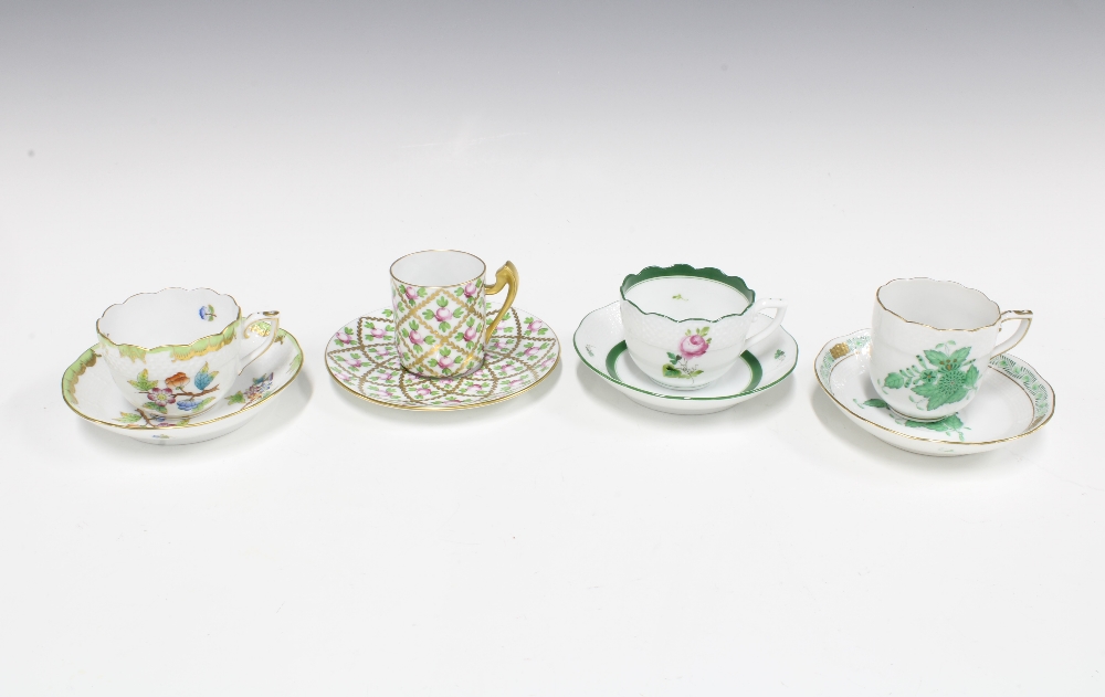 Four Herend porcelain cabinet cups and saucers (8)