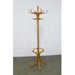 Bentwood hat and coat stand, 195cm.