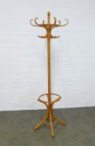 Bentwood hat and coat stand, 195cm.