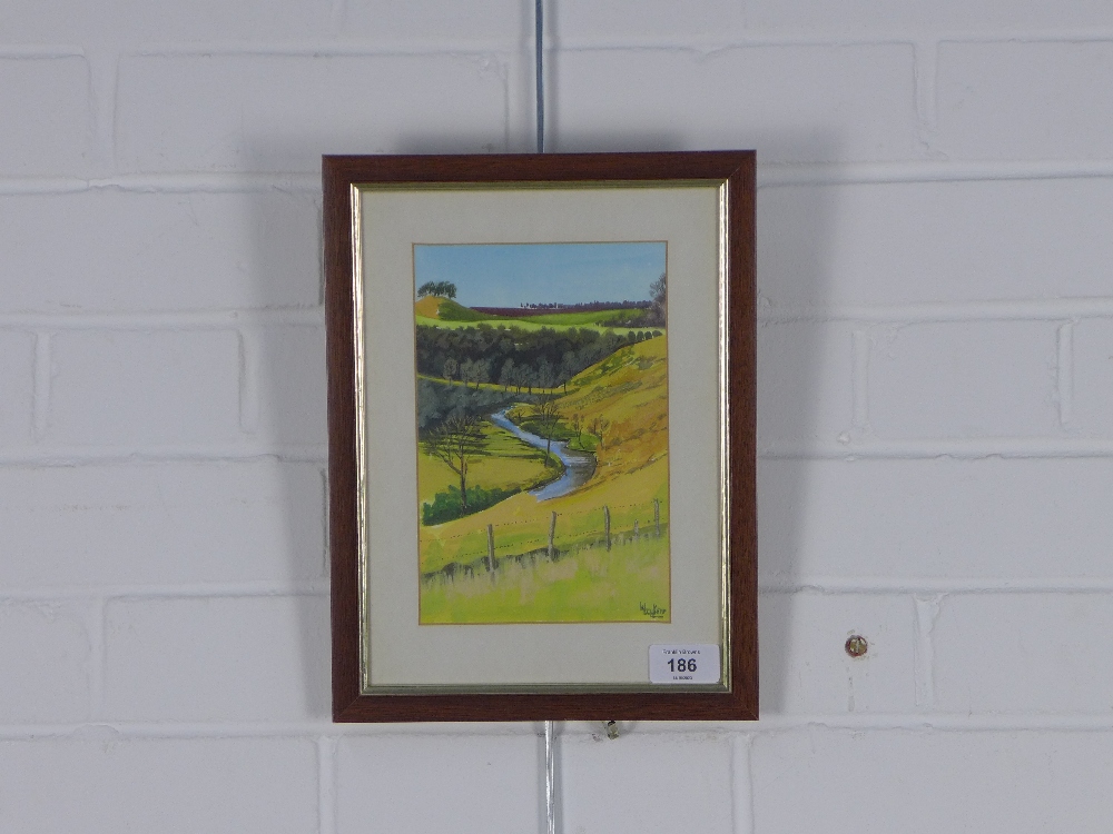 Odette Kemp, landscape mixed media, signed and framed under glass, 14 x 20cm - Image 2 of 3