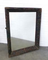 Large wall mirror, painted foliate frame with a rectangular glass plate, 95 x 120 x 11cm.