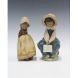 Two Lladro gres finish figures to include Lonely & another modelled by Salvador Debon, taller