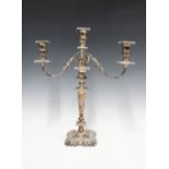 Silver plate on copper candelabra, 45cm