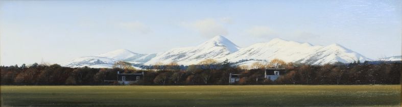 IAN S. JOHNSTONE (SCOTTISH 1957 - 2009) The Pentlands from Near Penicuik, oil on board, signed and