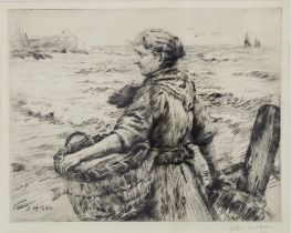 JOHN MCGHIE (SCOTTISH 1867-1952) THE FISHER WIFE, drypoint etching, pencil signed, framed under