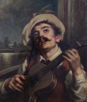 ALLAN RAMSAY (SCOTTISH, 1852-1912) 19th century oil on canvas of a Guitar Player, signed and dated