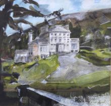DOUGLAS DAVIES RSW, CAROLSIDE HOUSE, EARLSTON, mixed media on paper, signed and framed under