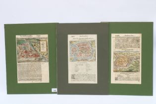 Gotha & Feldkirch woodcut, from Munster's Cosmography, together with Haerlem, double sided, in