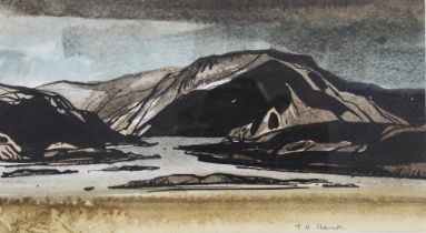 TOM SHANKS RSW RGI (SCOTTISH 1921-2020) 'Towards Uig - Loch Greshornish, Skye', ink and