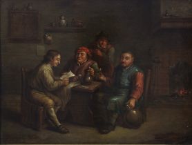 After David Teniers the Younger (1610-1690) oil on board of a tavern interior with figures, in an