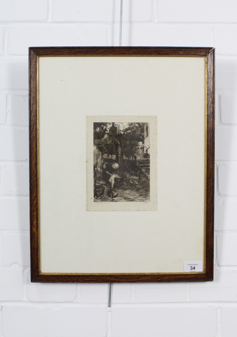 Phillipe Zilcken, an etching after Matthew Maris, framed under glass, 11 x 16cm - Image 2 of 3