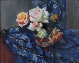 LENA M. ALEXANDER (SCOTTISH 1899-1983), BOWL OF ROSES. pastel, signed lower left and dated 1952,