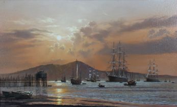 RODNEY CHARMAN (1944-), EVENING ANCHORAGE HONG KONG 1870, oil on canvas, signed and dated 85, in a