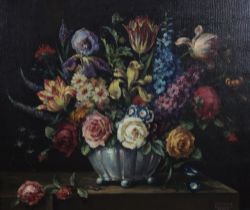 ARTHUR RANDALL, STILL LIFE, oil on canvas, signed, in a moulded gilt frame, 59 x 49cm