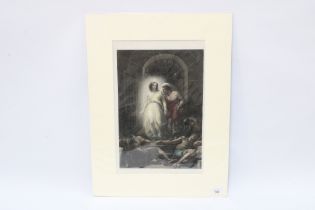 AFTER W. HILTON RA, THE DELIVERANCE OF ST PETER FROM PRISON, steel engraving, in a card mount