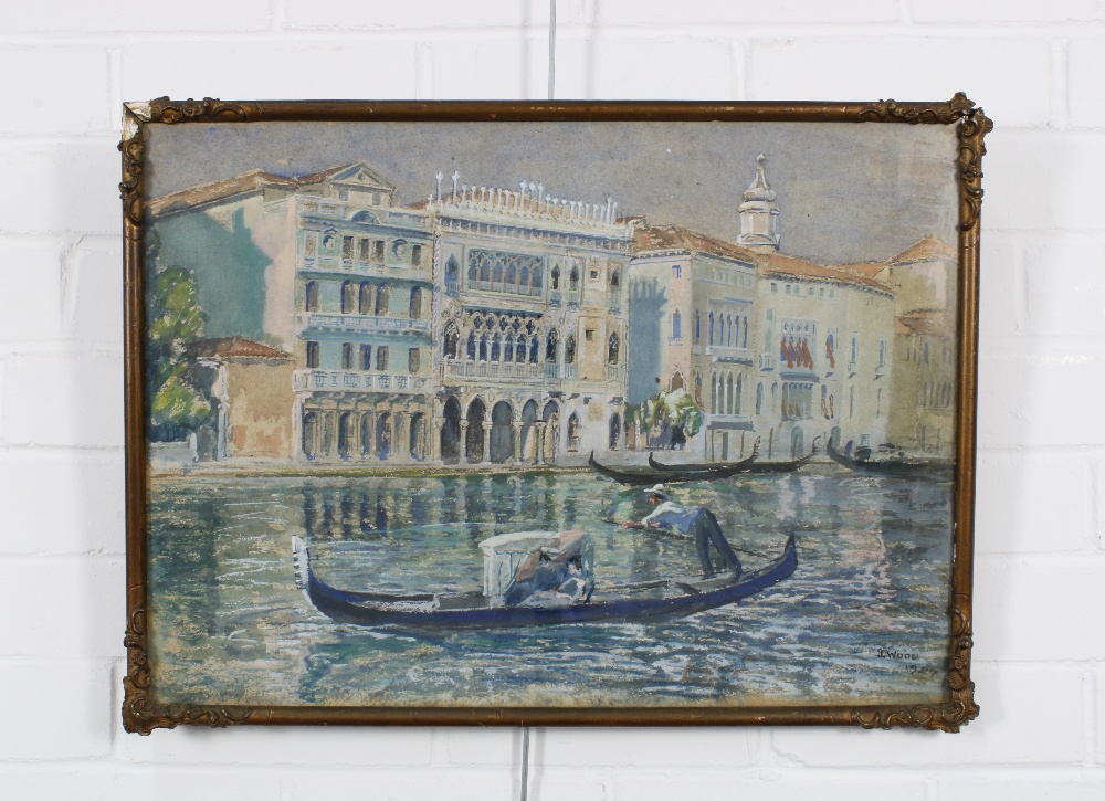 JAMES WOOD (SCOTTISH fl.1917 -1933) gouache of Venice, signed and dated 1927, framed under glass, 55 - Image 2 of 3
