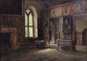 Attributed to DUNCAN MACKELLAR RSW (SCOTTISH 1849 - 1908), Castle Interior with Arched Window, oil