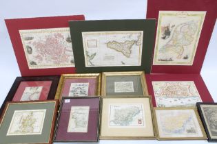 Quantity of framed antique and later maps and prints to include Nouvelle Zemble, AM Mallet, togethe