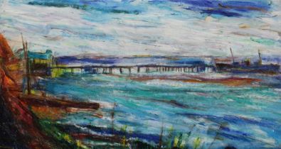 DANIEL WILSON (BRITISH CONTEMPORARY) PENARTH PIER, oil on canvas, signed, 154 x 82cm