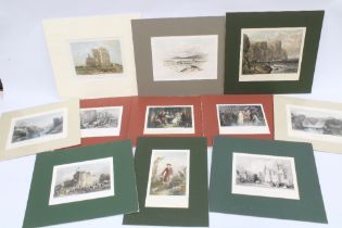 A carton containing a quantity of coloured engravings and prints, all in card mounts, (a lot)