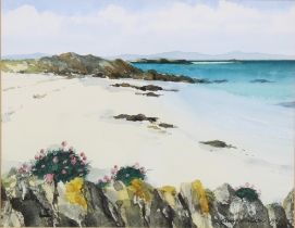 JIM NICHOLSON (SCOTTISH, 1924 - 1996) NORTH END IONA, watercolour on paper, signed and dated 1984,