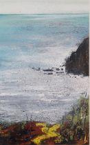 HELEN FRYER (BRITISH), AUTUM MORNING AT DURLSTON, mixed media on paper, signed and framed under